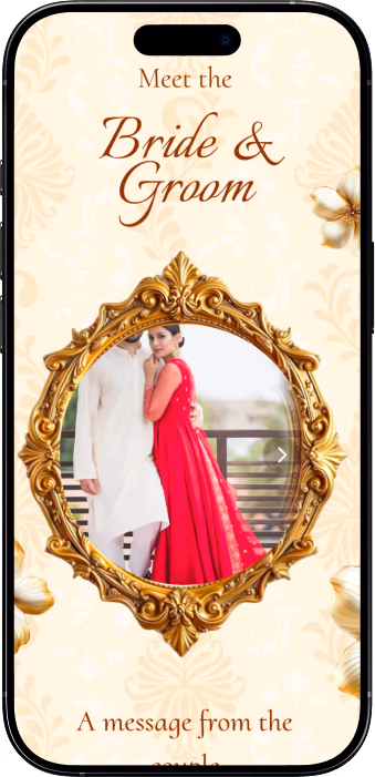 Interactive wedding website mobile invitation screen